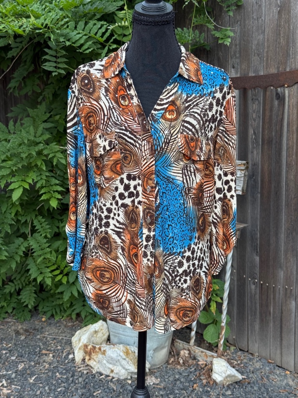 Emily Daniels animal print sparkly blouse